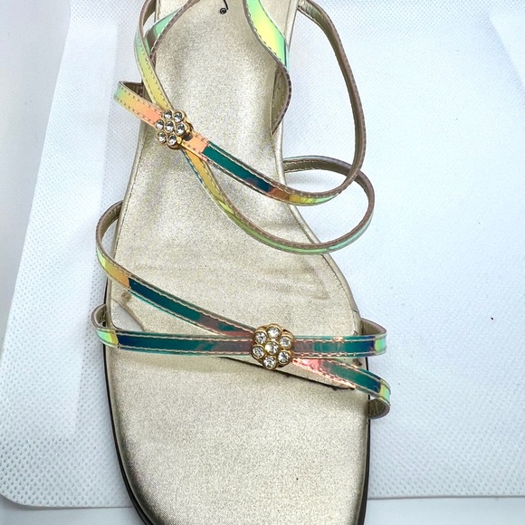 Gold Strappy Sandals Size 8 - Picture 2 of 4